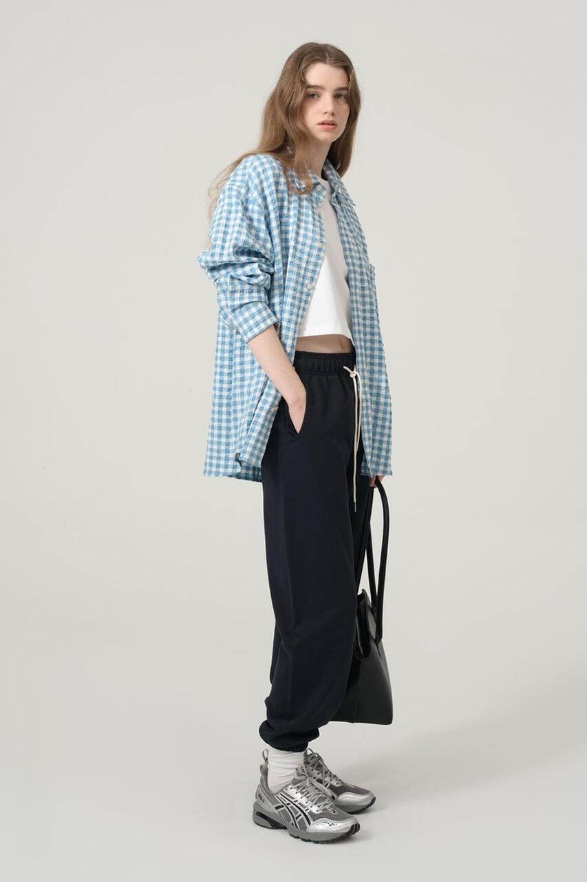 [EXCLUSIVE] UNISEX OVERSIZED CHECKED SHIRT SKY BLUE CHECK Hover