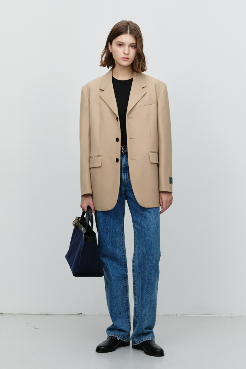 UNISEX 3 BUTTON WOOL BLAZER CAMEL BEIGE