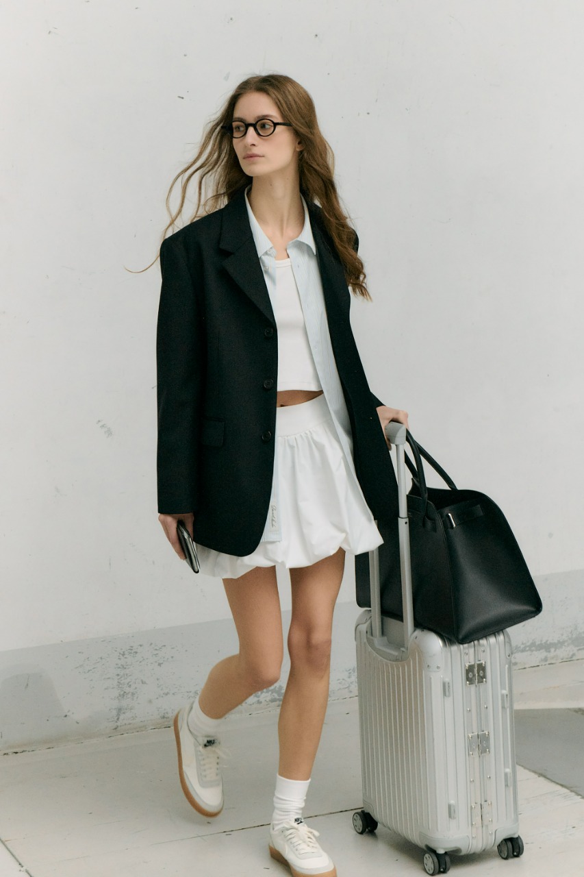 UNISEX 3 BUTTON WOOL BLAZER BLACK